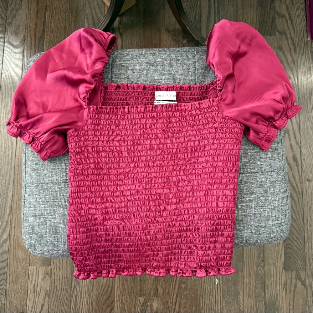 UO Pink Satin Crop Top